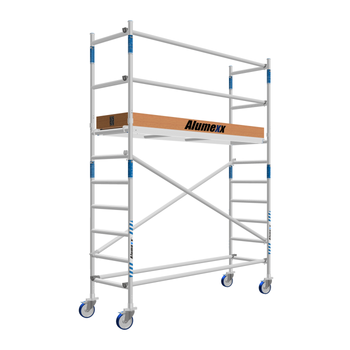 Rolsteiger Alumexx Basic Schoren - L250xB75cm - 4.20m werkhoogte - Houten platformen