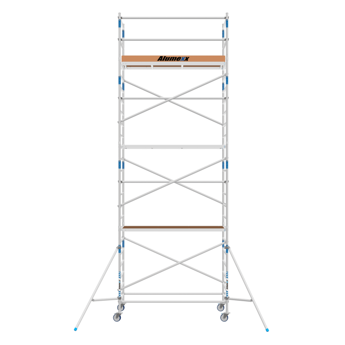 Rolsteiger Alumexx Basic Schoren - L250xB90cm - 8.20m werkhoogte - Houten platformen