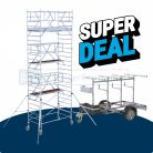 COMBI DEAL - Rolsteiger Alumexx AGS-PRO + Steigeraanhanger - L190xB135cm - 8.20m werkhoogte - Houten platformen