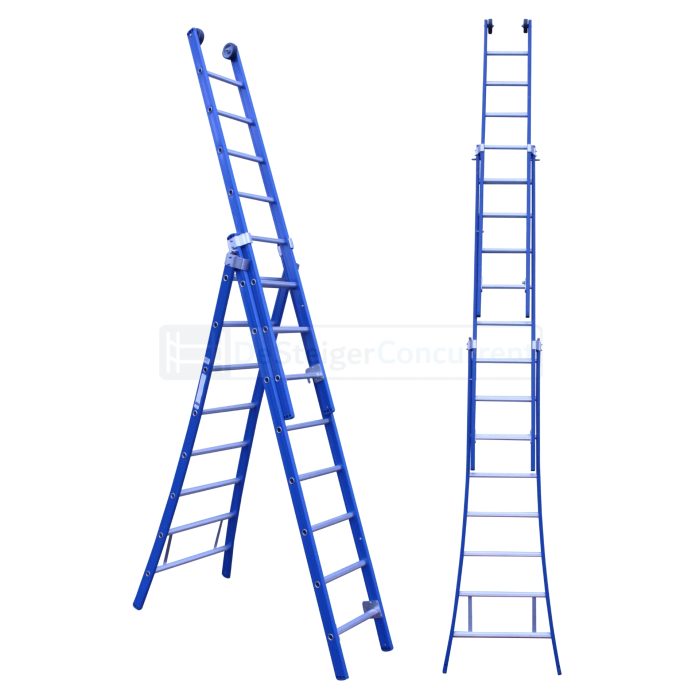 ASC Premium 3-delige Uitgebogen Reformladder - 3x8 Sporten
