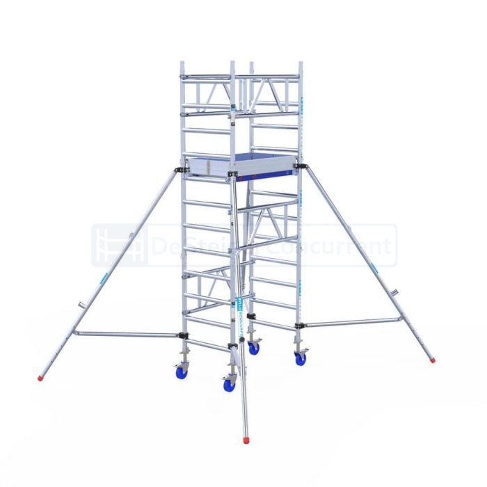 Eenpersoonssteiger Euroscaffold ONE - L120xB75 - 4.20m werkhoogte - Houten platformen