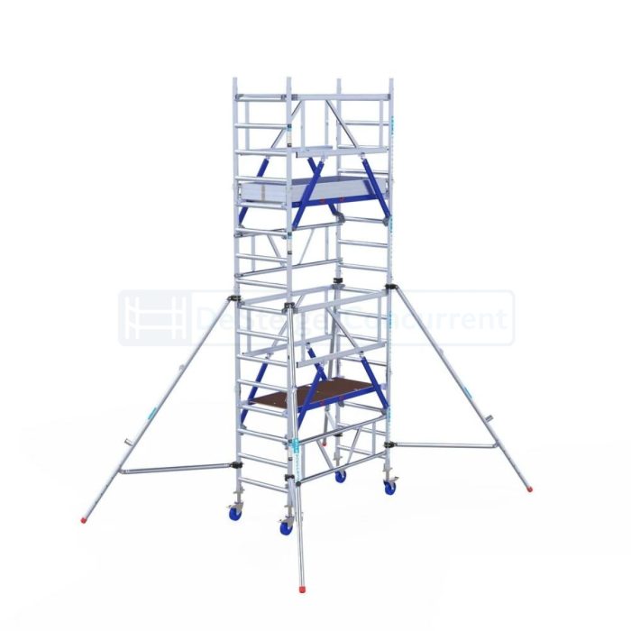 Eenpersoonssteiger Euroscaffold ONE XL PRO - L165xB75 - 5.20m werkhoogte - Houten platformen