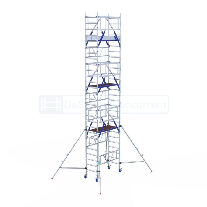 Eenpersoonssteiger Euroscaffold ONE XL PRO - L165xB75 - 8.20m werkhoogte - Houten platformen