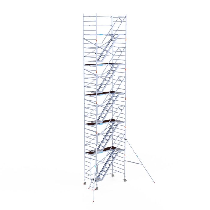 Trappentoren Euroscaffold Schoren - L250xB135cm - 12.20m werkhoogte - Houten platformen