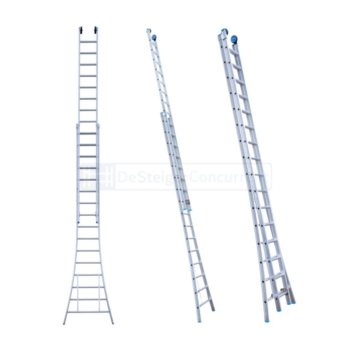 Eurostairs 2-delige Uitgebogen Opsteekladder - 2x16 sporten