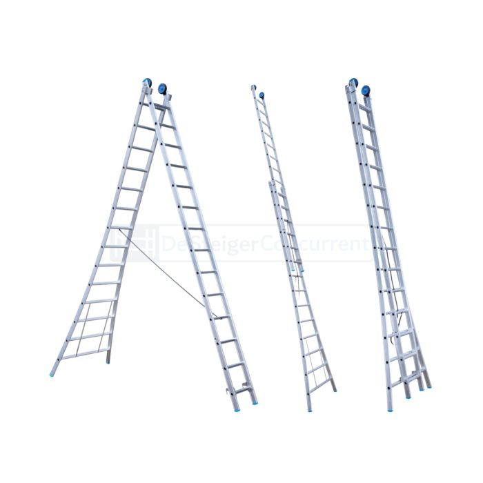 Eurostairs 2-delige Uitgebogen Reformladder - 2x14 sporten