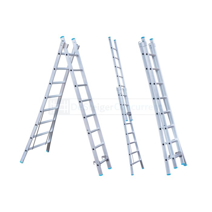 Eurostairs 2-delige Uitgebogen Reformladder - 2x8 sporten