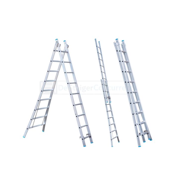 Eurostairs 2-delige Uitgebogen Reformladder - 2x9 sporten