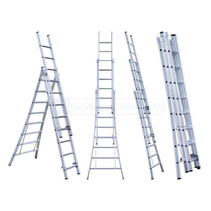 Eurostairs 3-delige Uitgebogen Reformladder - 3x8 Sporten